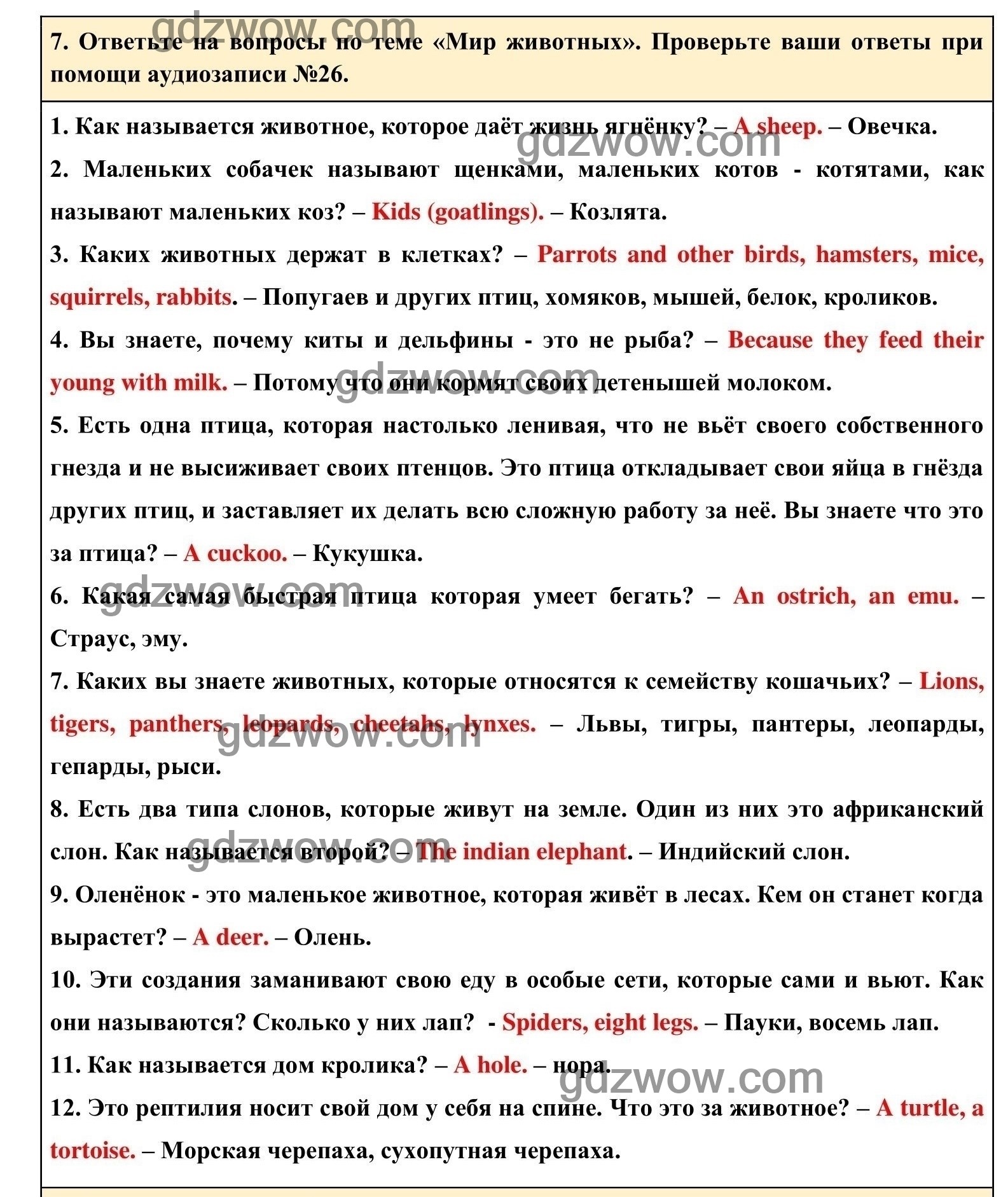Номер 7 - ГДЗ по Английскому языку для 6 класса Учебник Афанасьева, Михеева. Unit 6. (решебник) - GDZwow