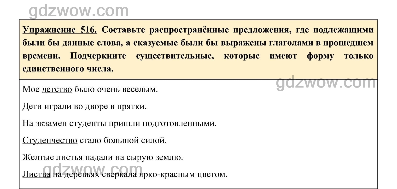 Русский язык шестой класс упражнение 516