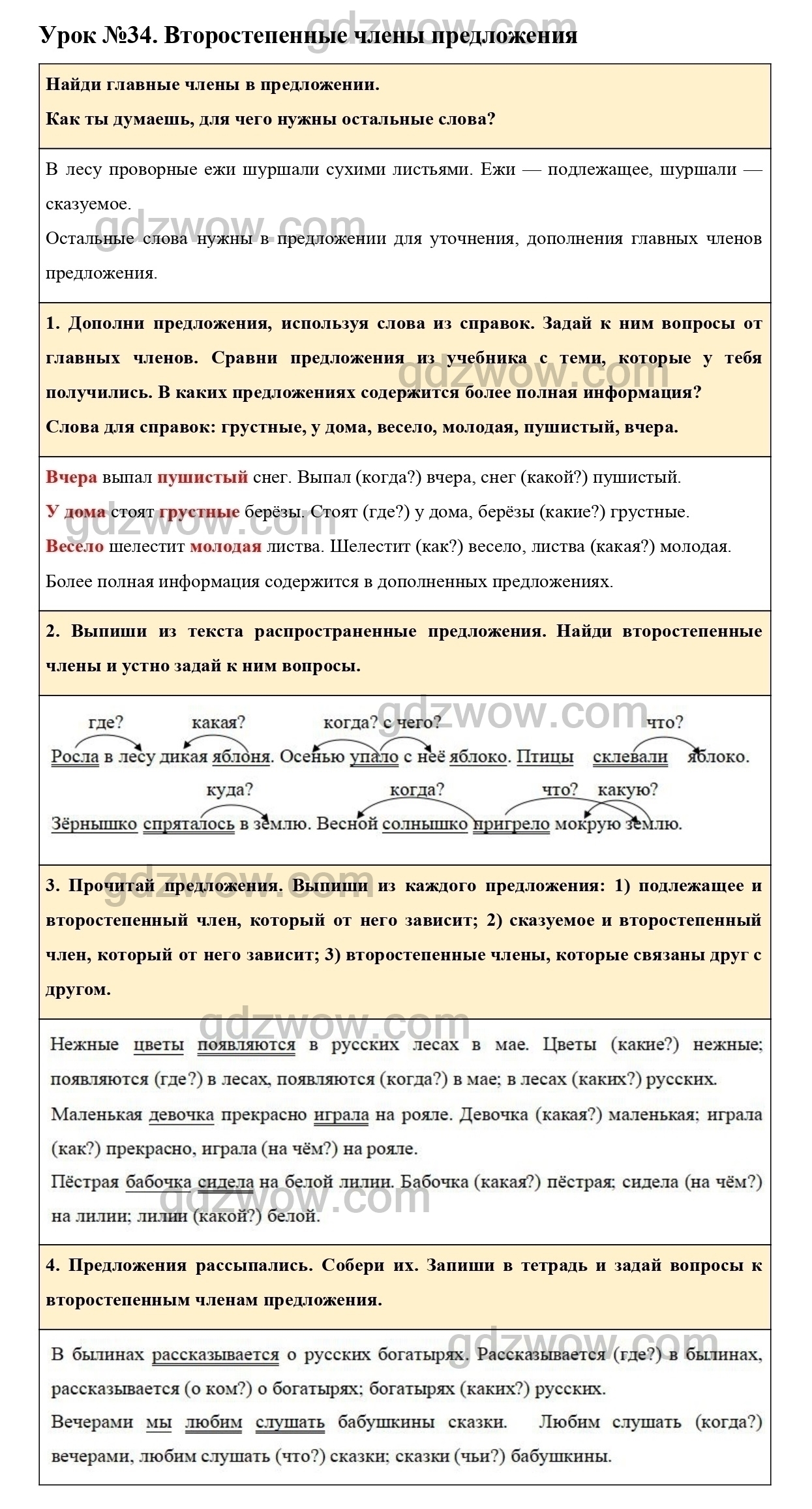 Урок 34 - ГДЗ по Русскому языку для 3 класса Учебник Иванов, Евдокимова,  Кузнецова. Часть 1. (решебник) - GDZwow