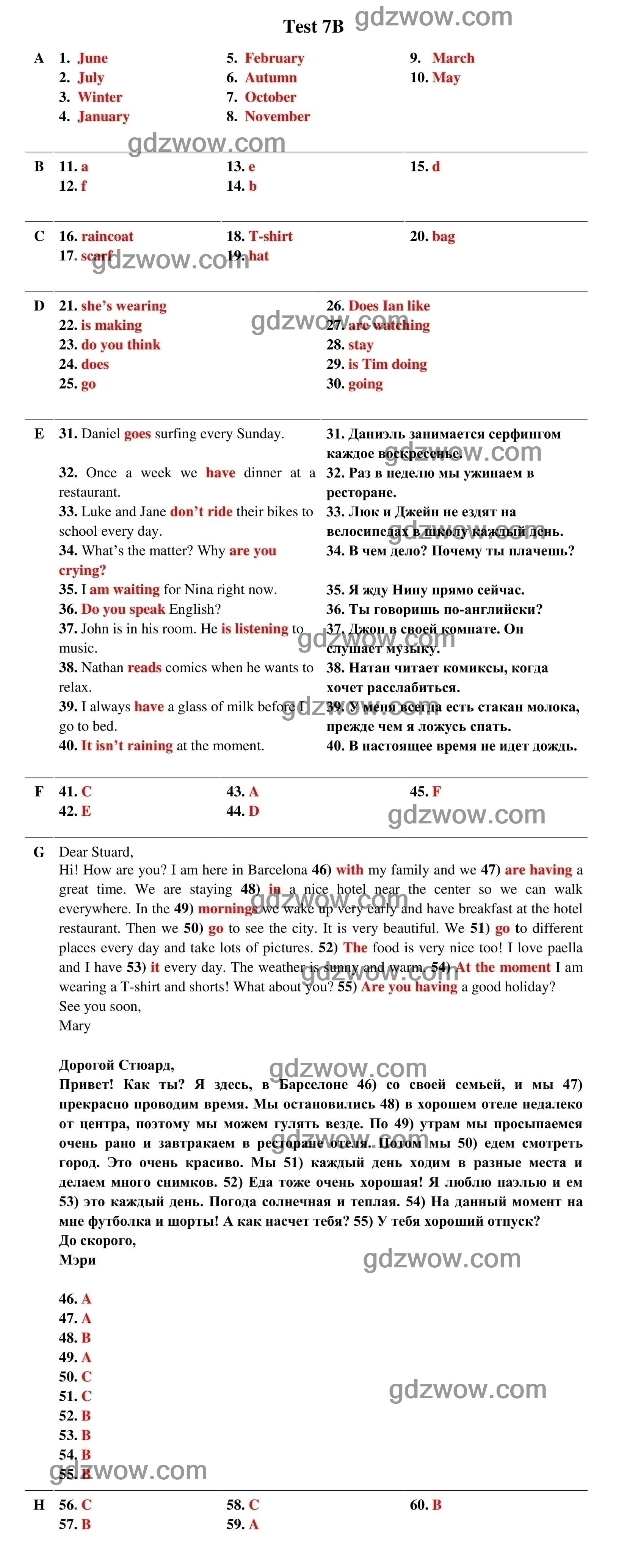 Grammar Practice 5 класс Test 8a 8b.